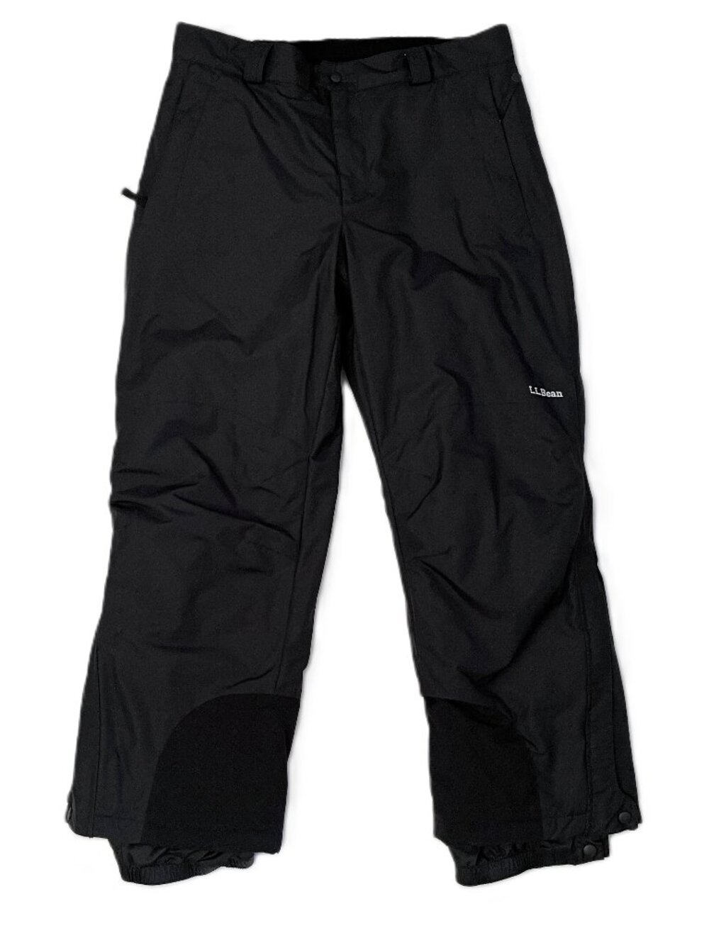 LL Bean Snow Pants Mens Large Black Insulated Ski Zip Pockets Nylon